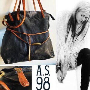 A.S.98 RARE Hobo Black Leather Bag EUC